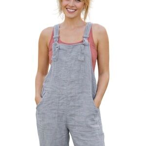 Aerie Gauzy Lightweight Cotton Jumpsuit Overalls Romper Small Grey